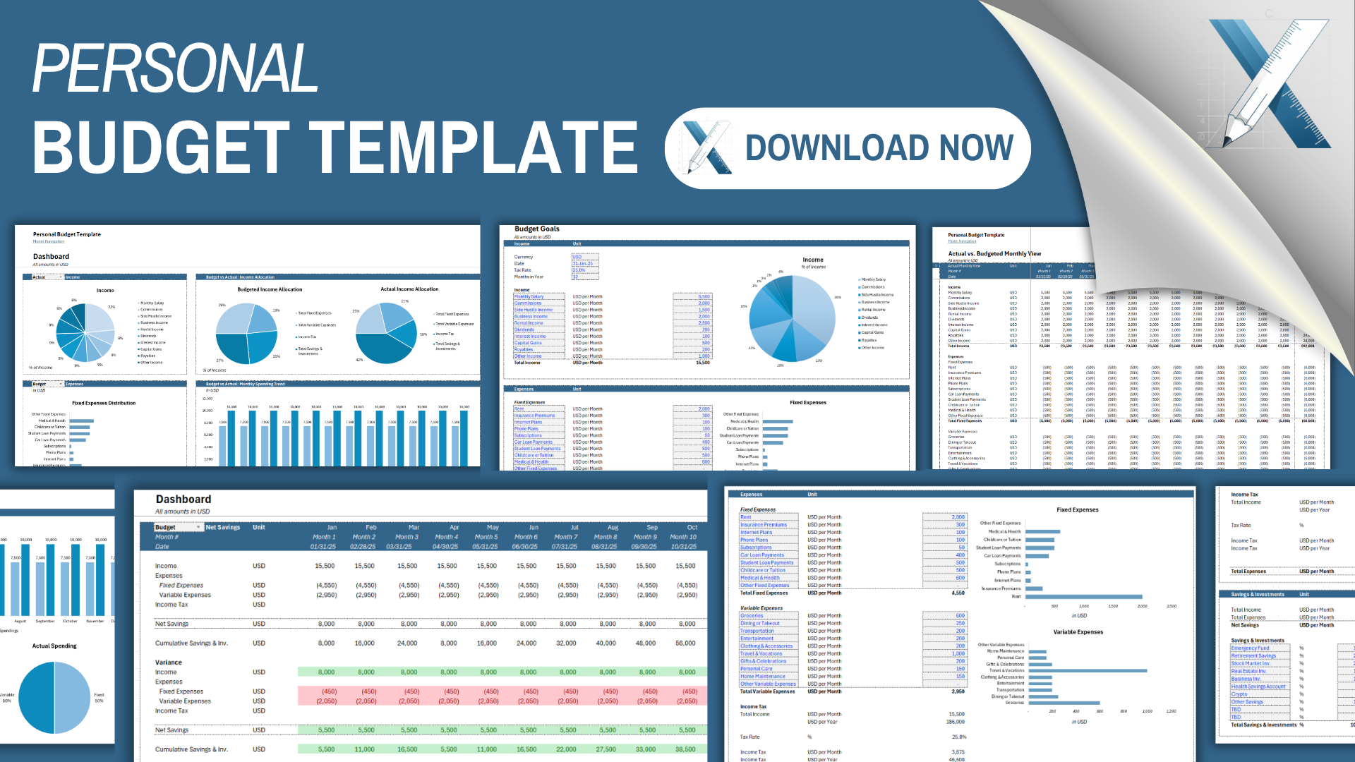 Personal Budget Template — Actual vs Budget